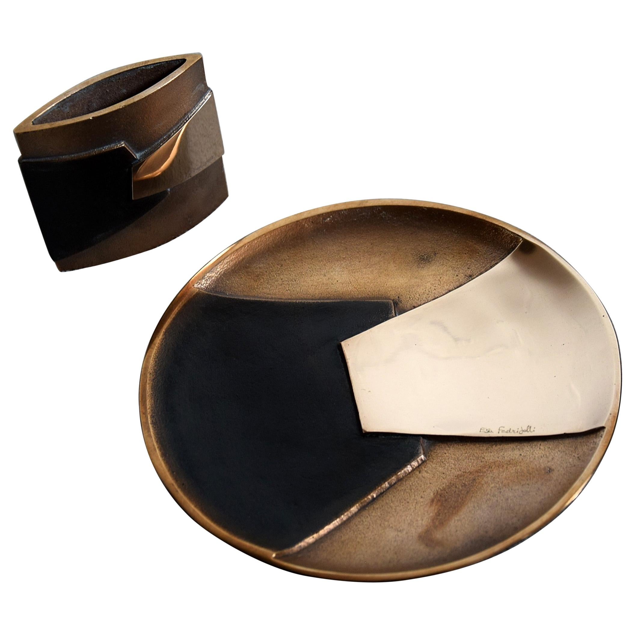 Vase und Tasche aus Bronze aus Emptier, Italien, 1980 im Angebot 8