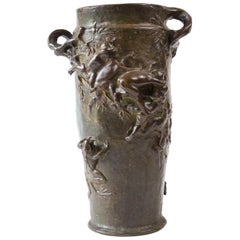 Bronze Vase, Art Nouveau, Signed by Joseph Cheret