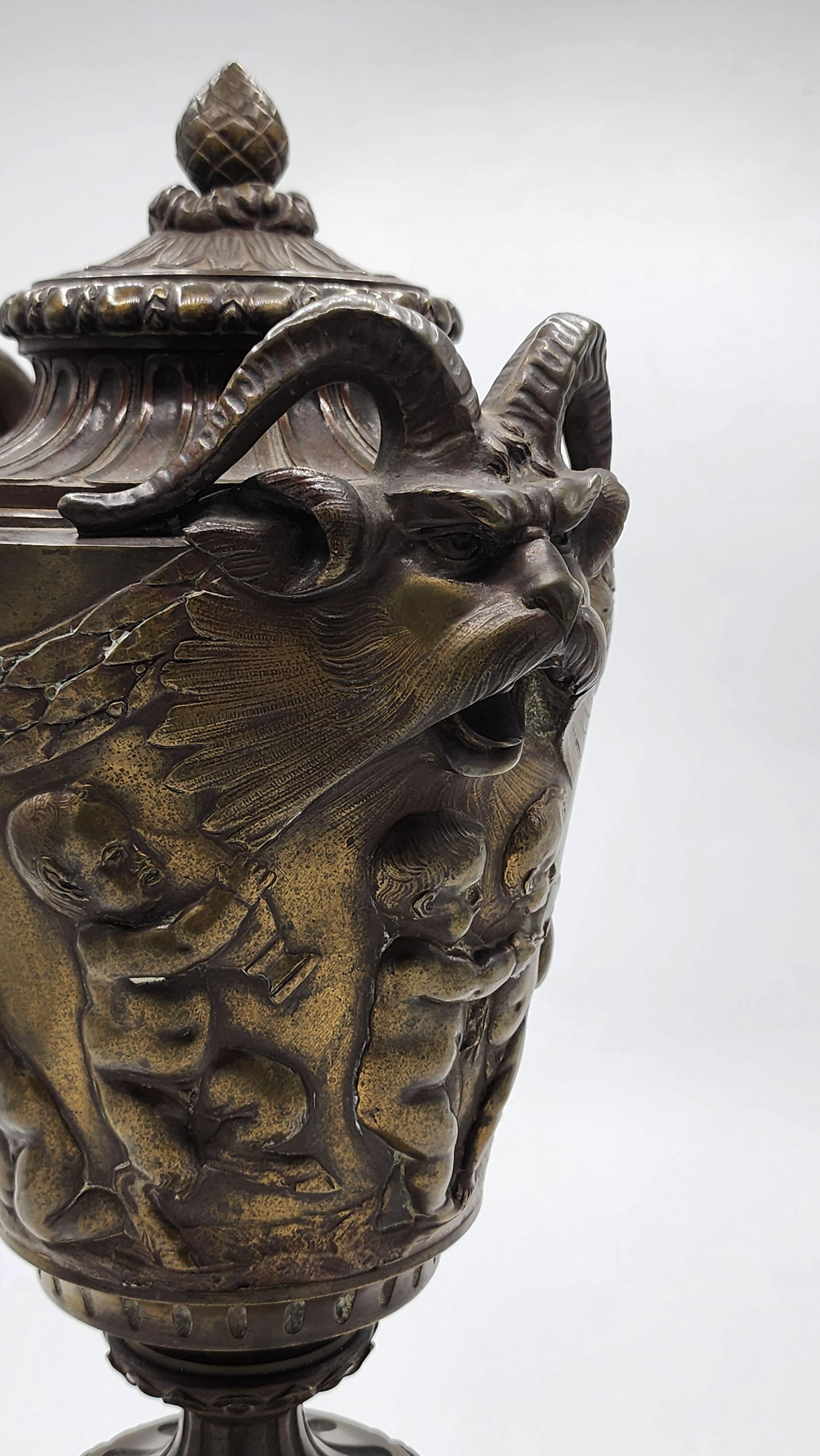 Louis XVI Bronze Vase by Claude Michel Clodion For Sale