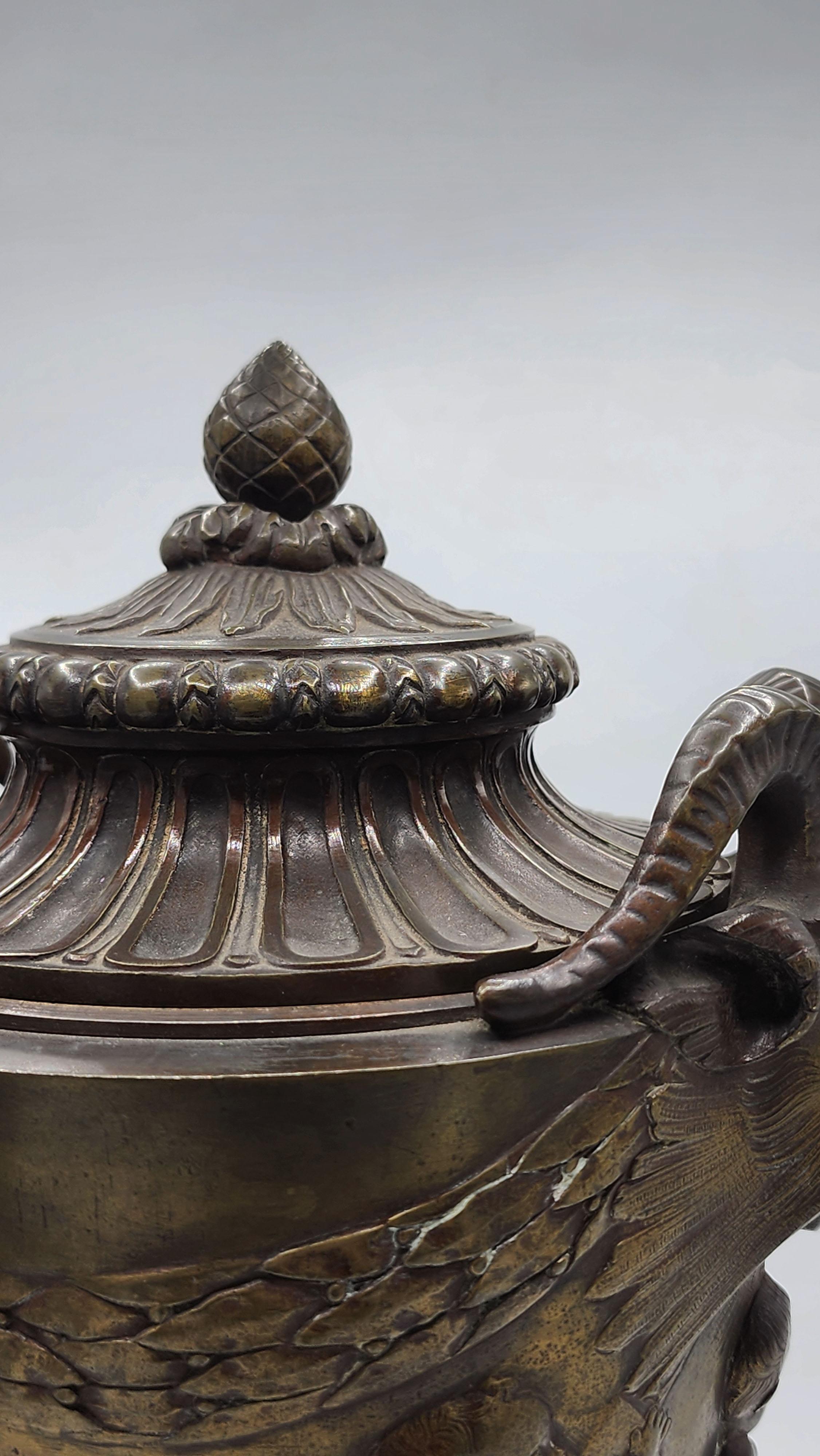 Hand-Crafted Bronze Vase by Claude Michel Clodion For Sale