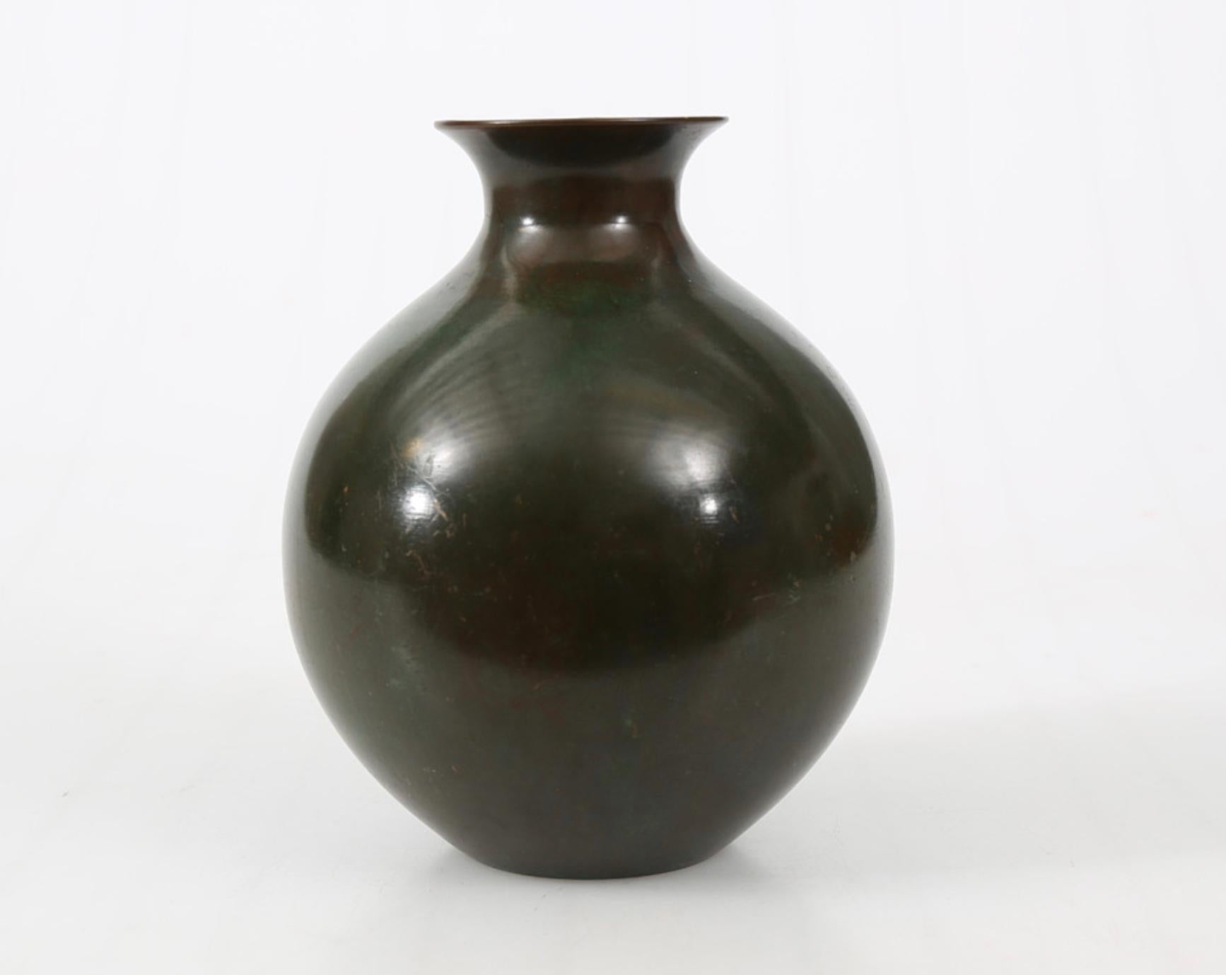 Patinated bronze vase by GAB. Sweden, Circa 1930th-40th.
Marked by manufacturer.