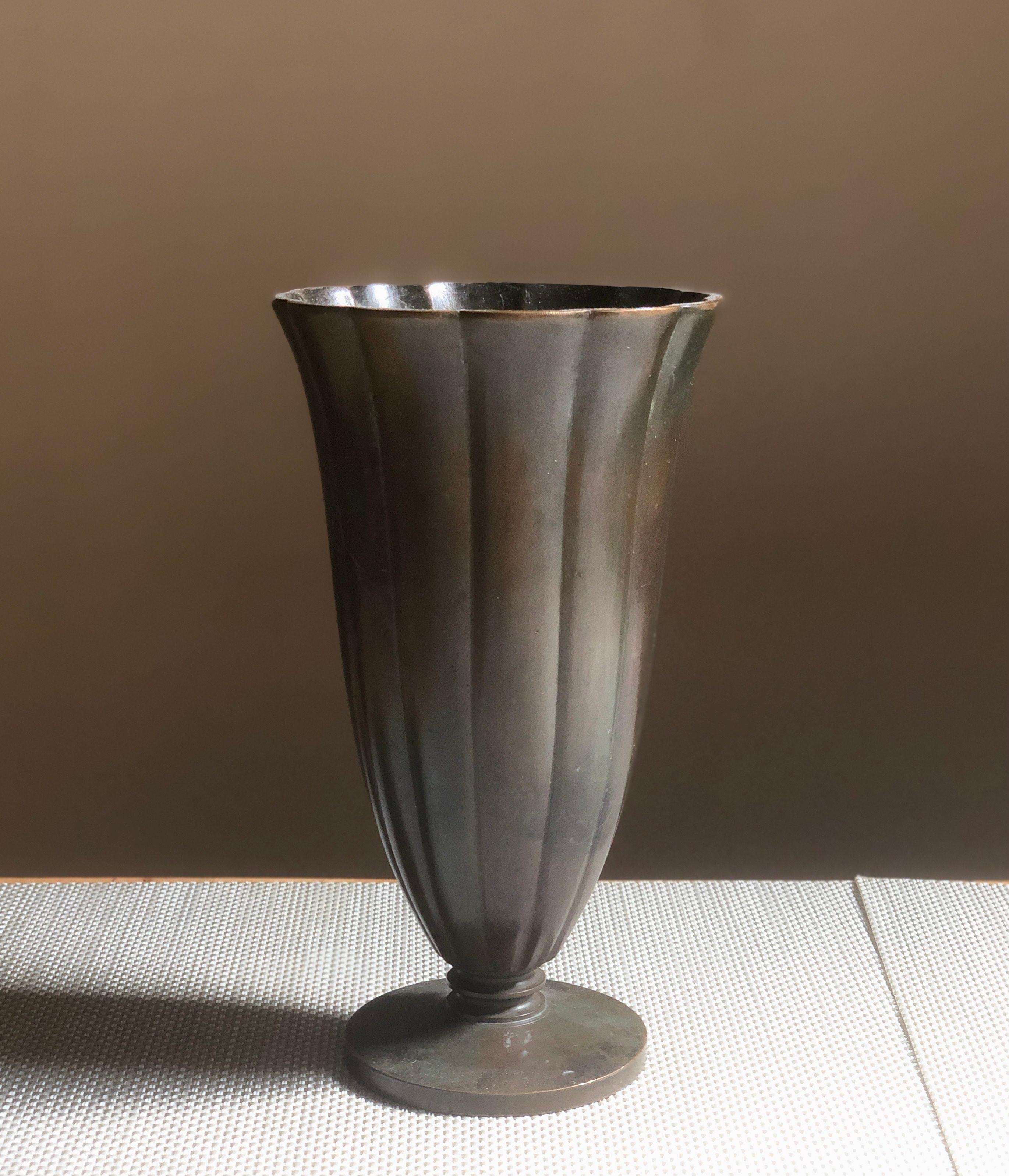 Swedish Grace style patinated bronze vase by GAB. Sweden, Circa 1930th.
Marked by manufacturer.