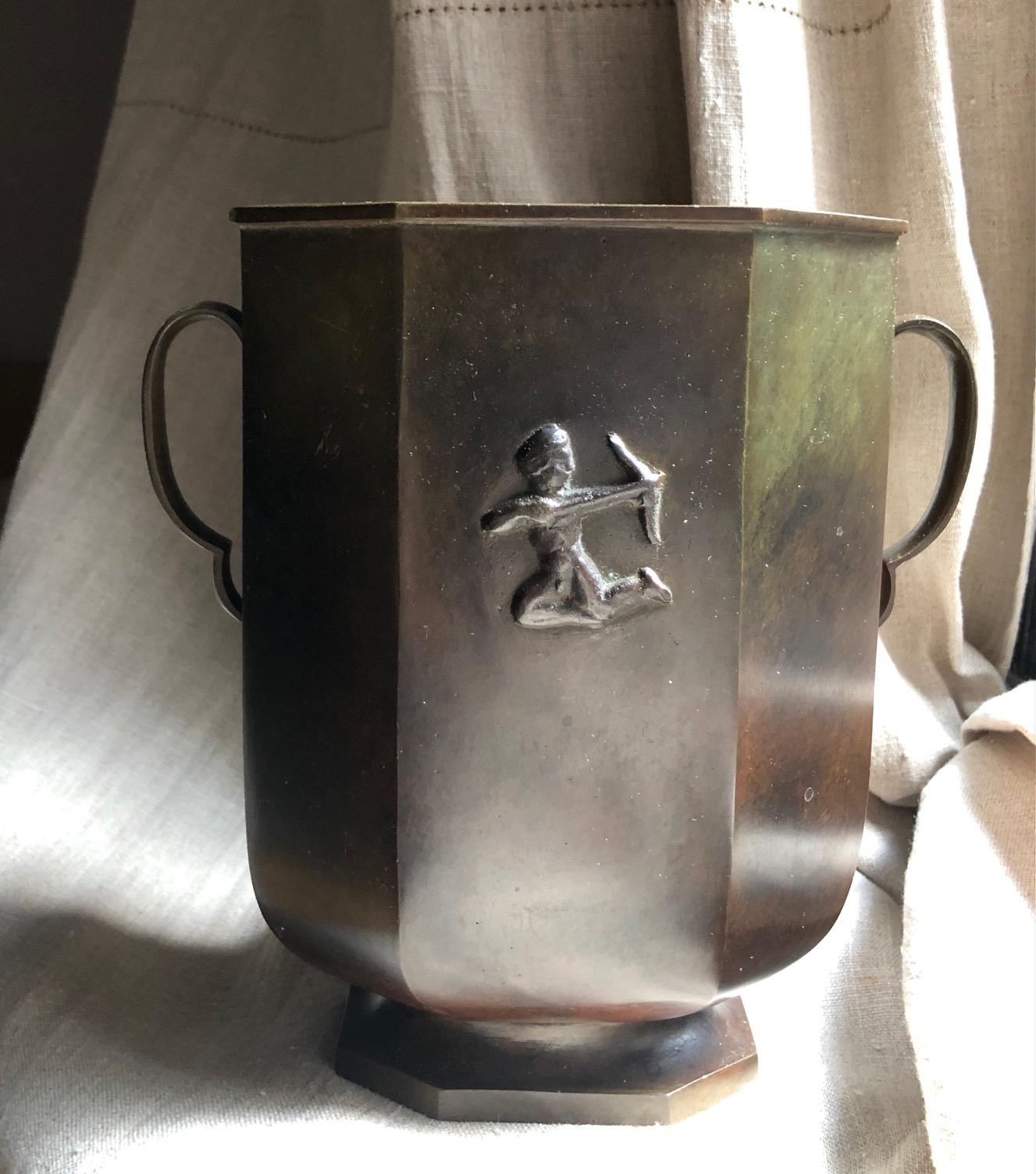 Scandinavian Modern Bronze Vase by GAB For Sale