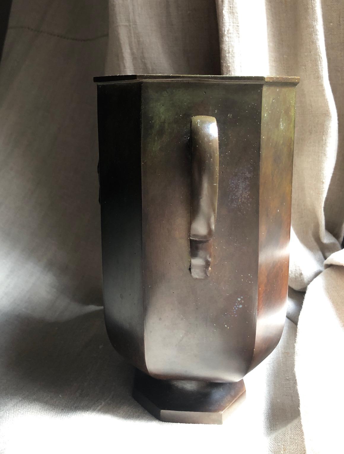 Swedish Bronze Vase by GAB For Sale