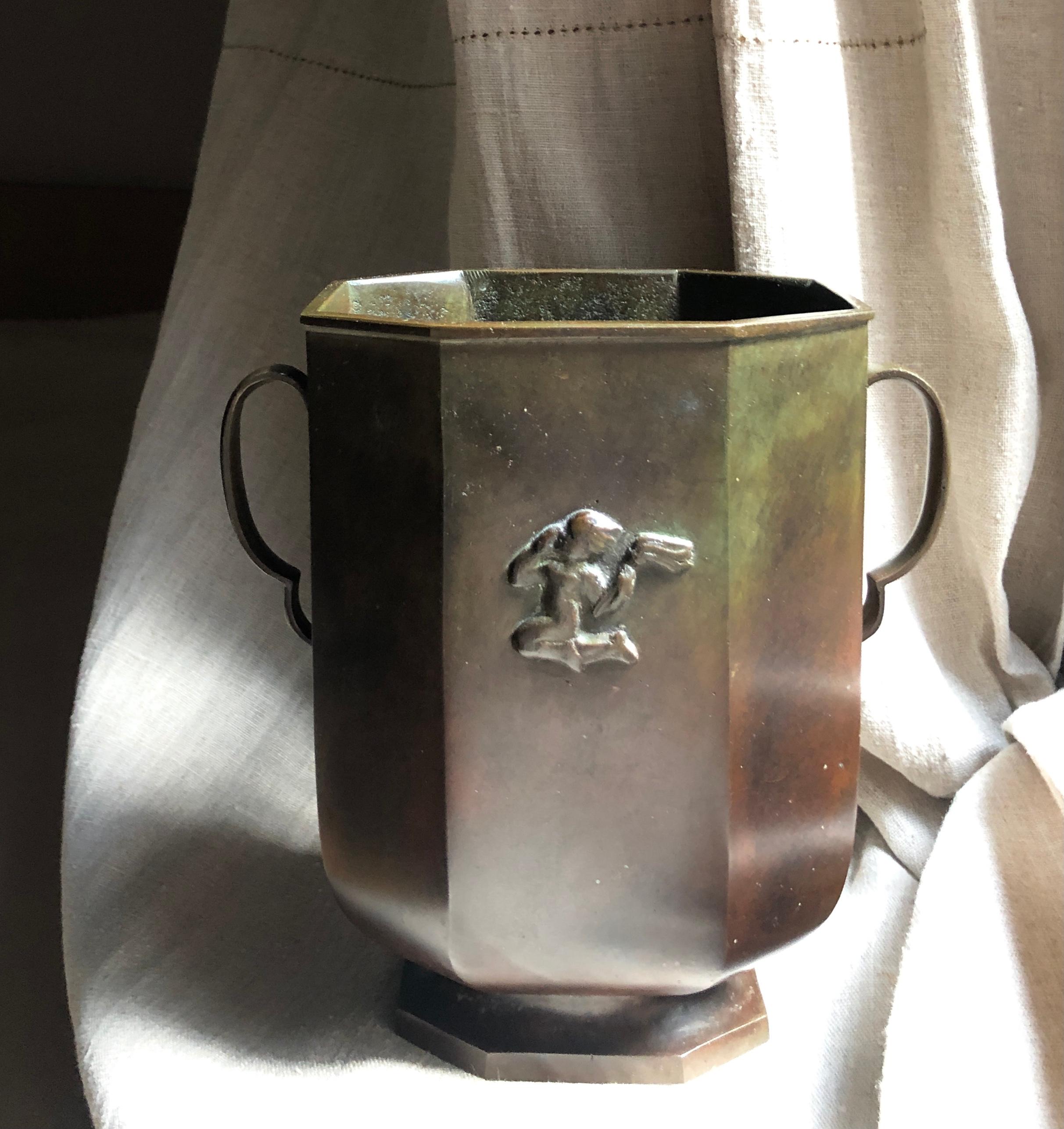 Scandinavian Modern Bronze Vase by GAB For Sale