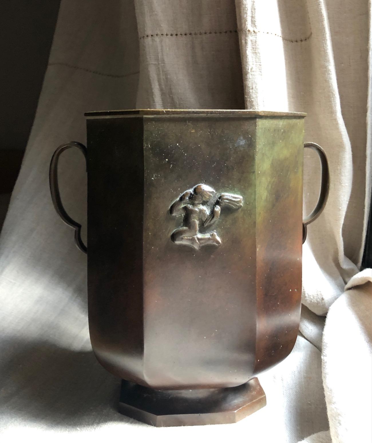 Mid-20th Century Bronze Vase by GAB For Sale