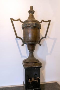 Bronze Vase Fountain with Black Marble Sink and Patina Base