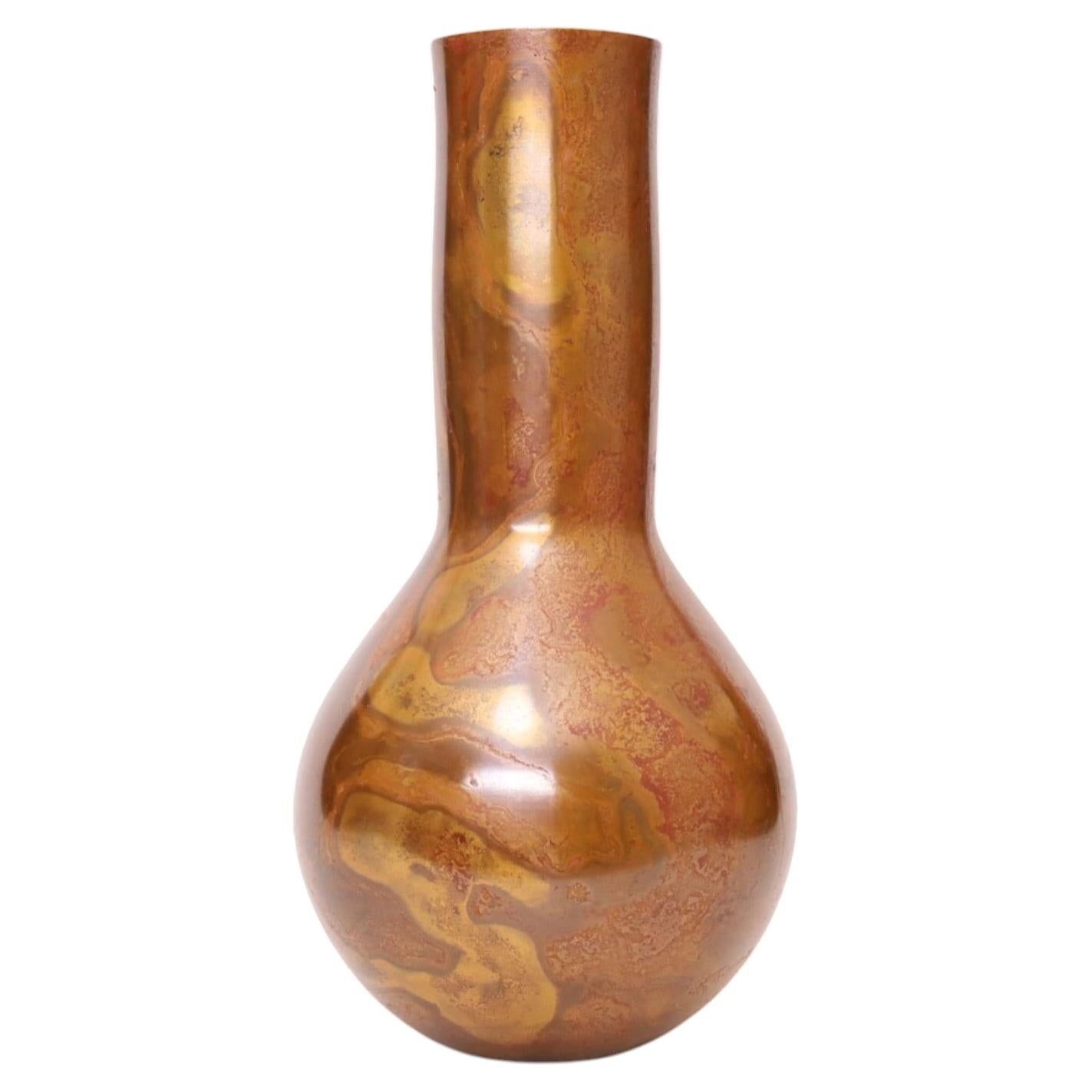 Bronze Vase "Midori Utau" (Singing Green), YOSHIHISA HASEGAWA, Showa Period