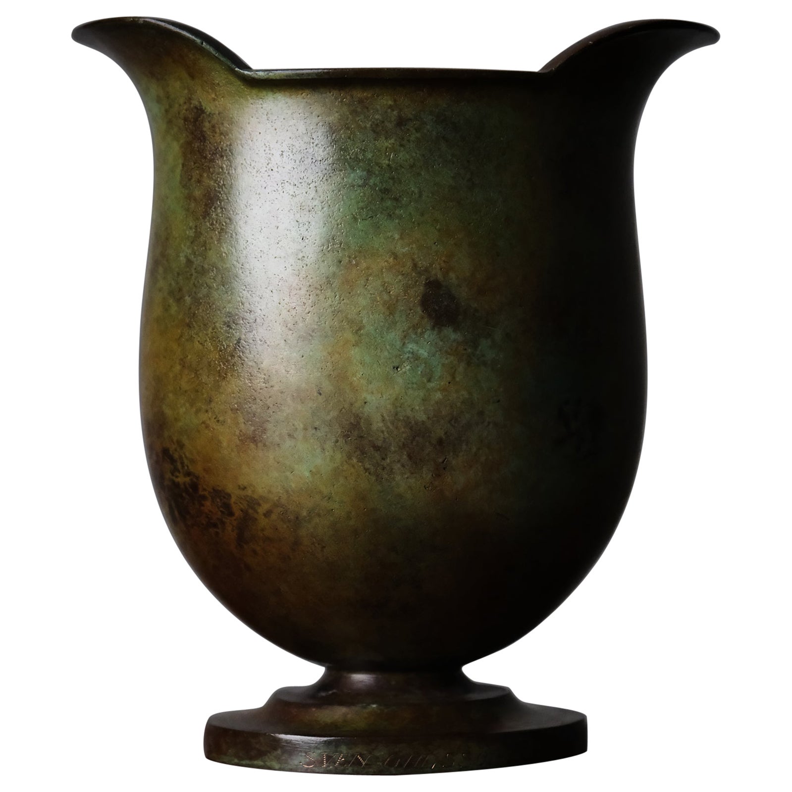 Bronze vase model 37, GAB Guldsmedsaktiebolaget, Sweden, 1930s For Sale