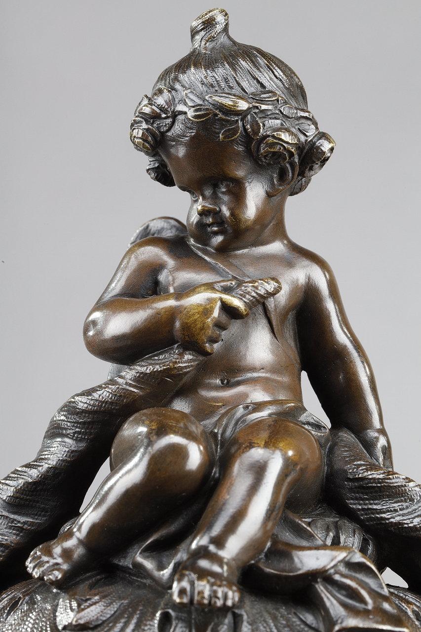 Bronze Vase with Harvesting Putti in the Gout of Clodion, 19th Century For Sale 11