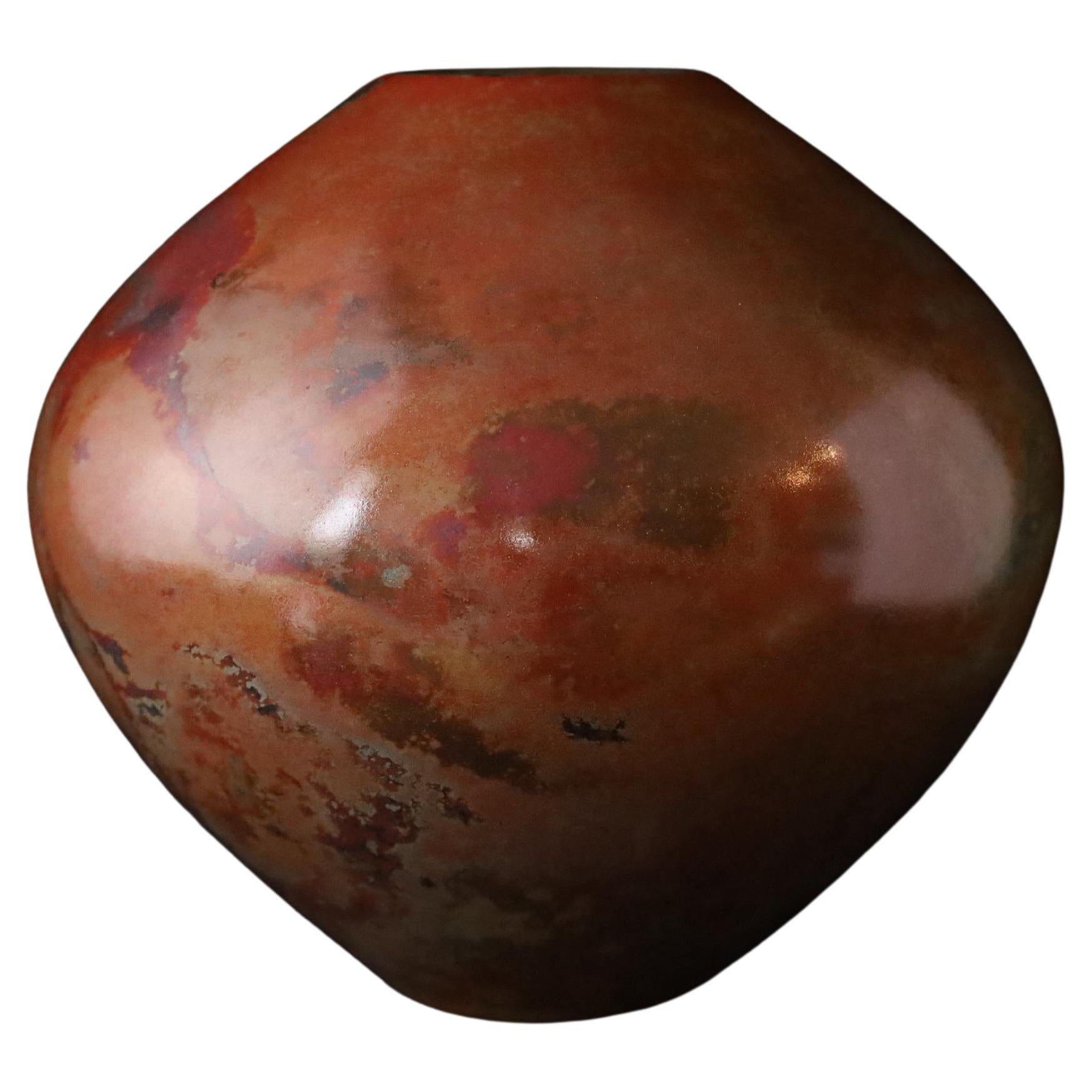 Vaso in bronzo con patina Shakudo di Takahashi Keiten, tesoro nazionale vivente in vendita