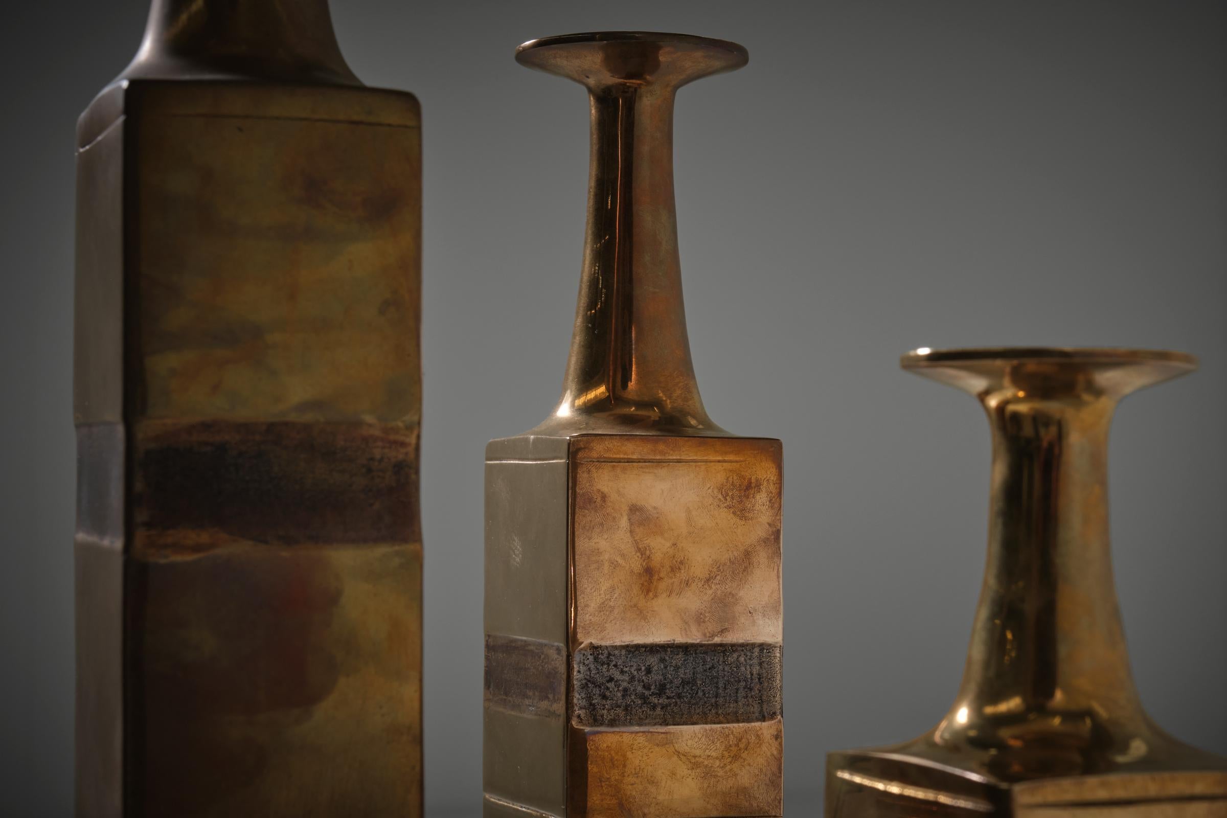 Mid-Century Modern Bronze Vases by Bruno Gambone, Italy, 1960s