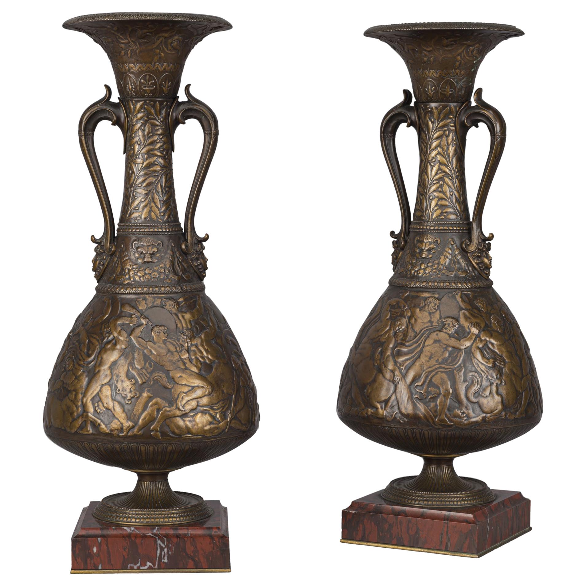 Bronze Vases by Ferdinand Levillain and Ferdinand Barbedienne, French, 1880