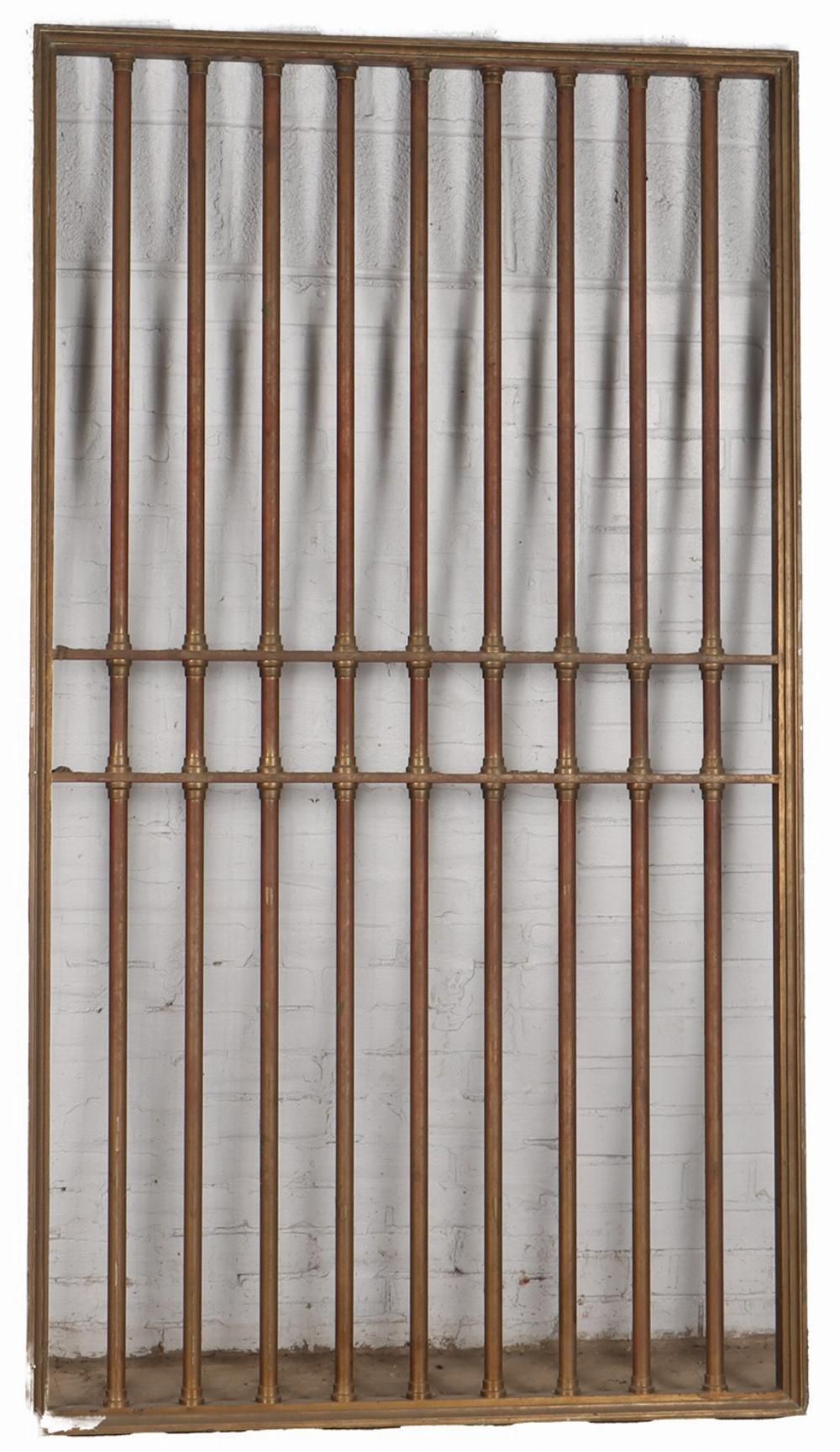 Industrial Bronze vault door and a pair of matching panels C 1910. For Sale