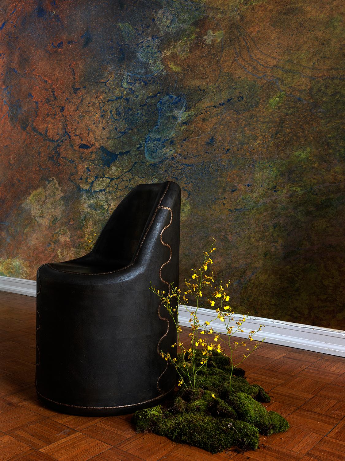 Welded Sculptural Cast Iron & Bronze Accent Chair For Sale