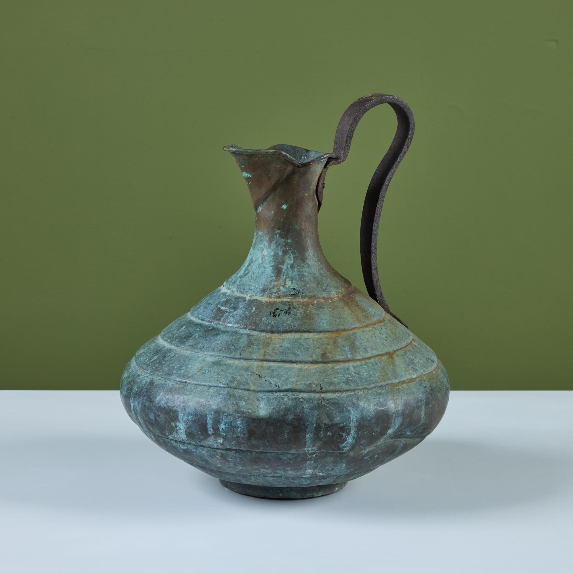 Mid-Century Modern Bronze Verdigris Pitcher