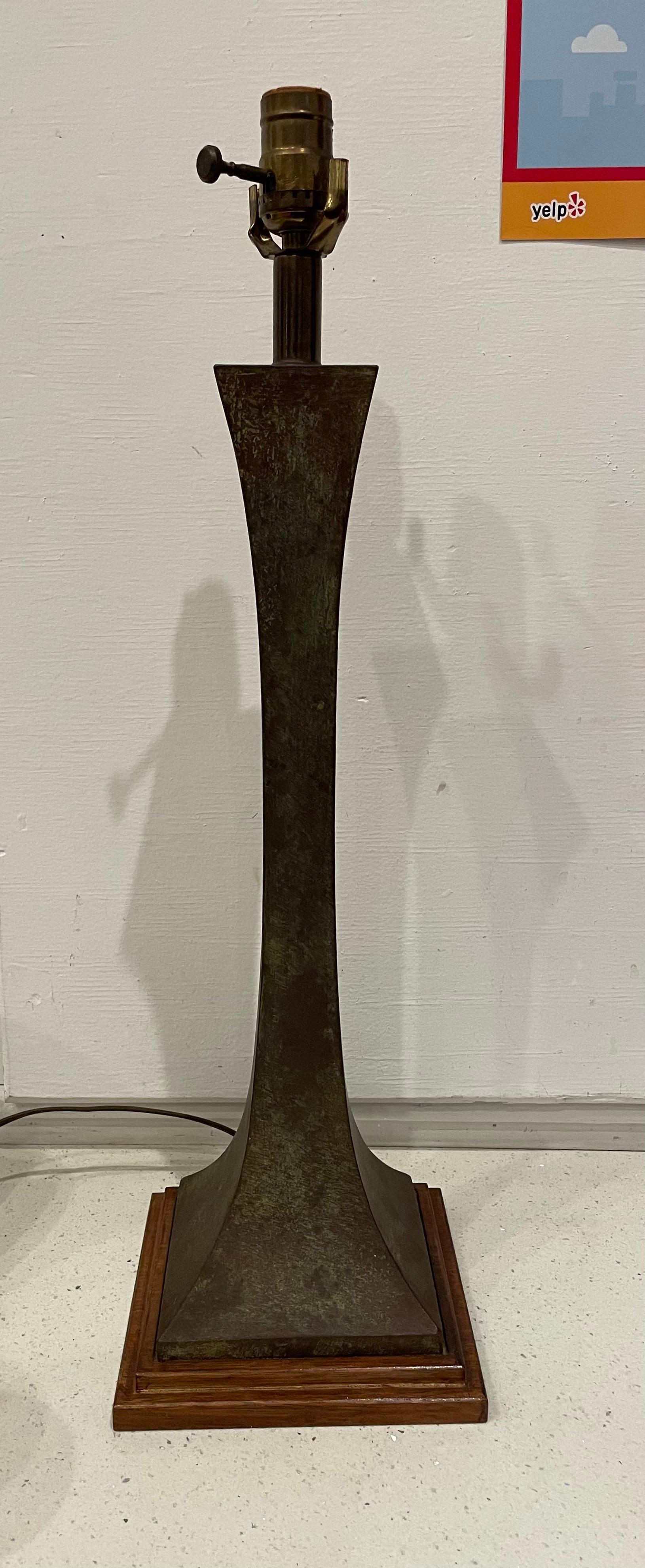 Mid-Century Modern Bronze Verdigris Table Lamp by Stewart Ross James for Hansen Lighting, 1960's