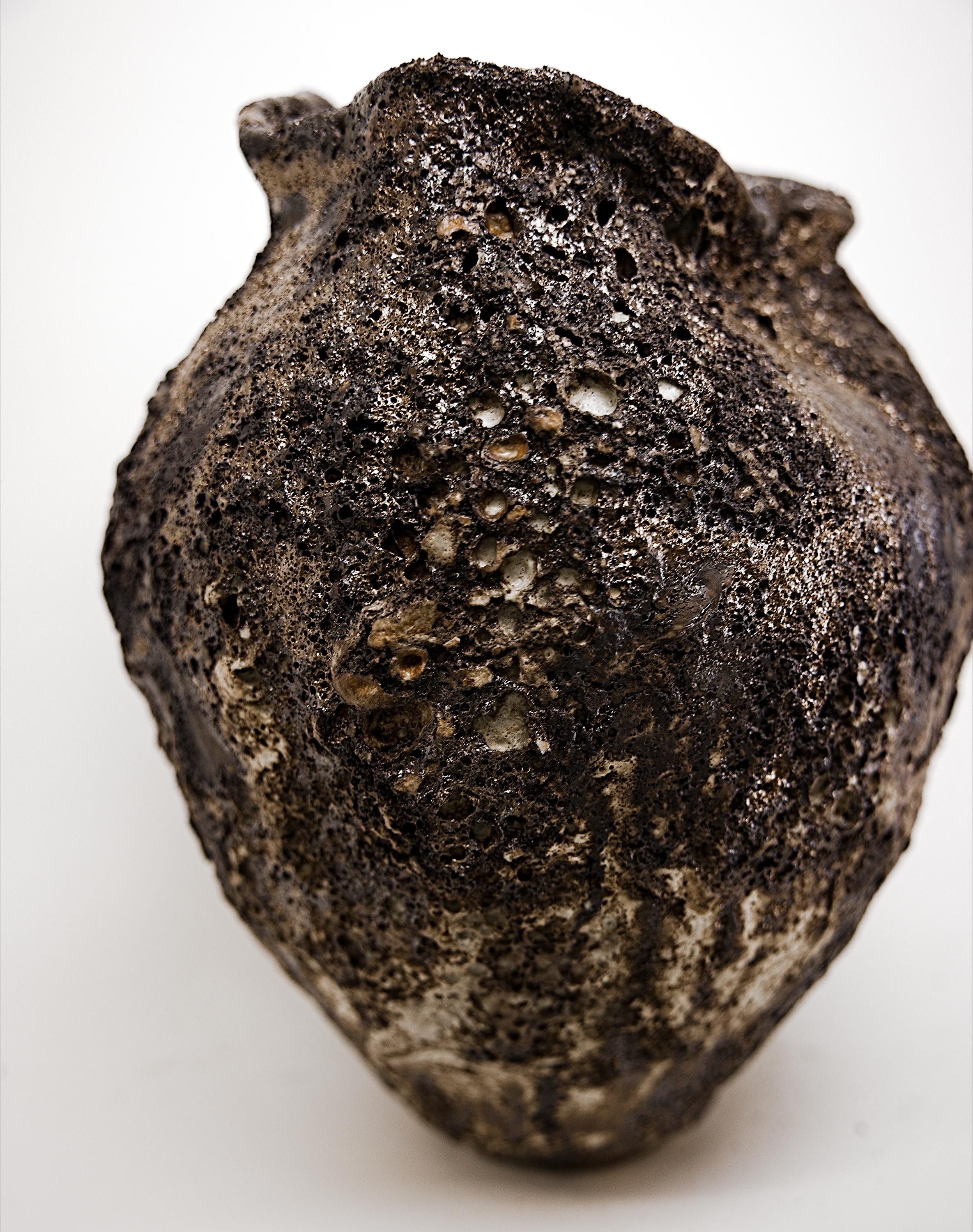 American Bronze Vessel- handmade Lava Vase For Sale