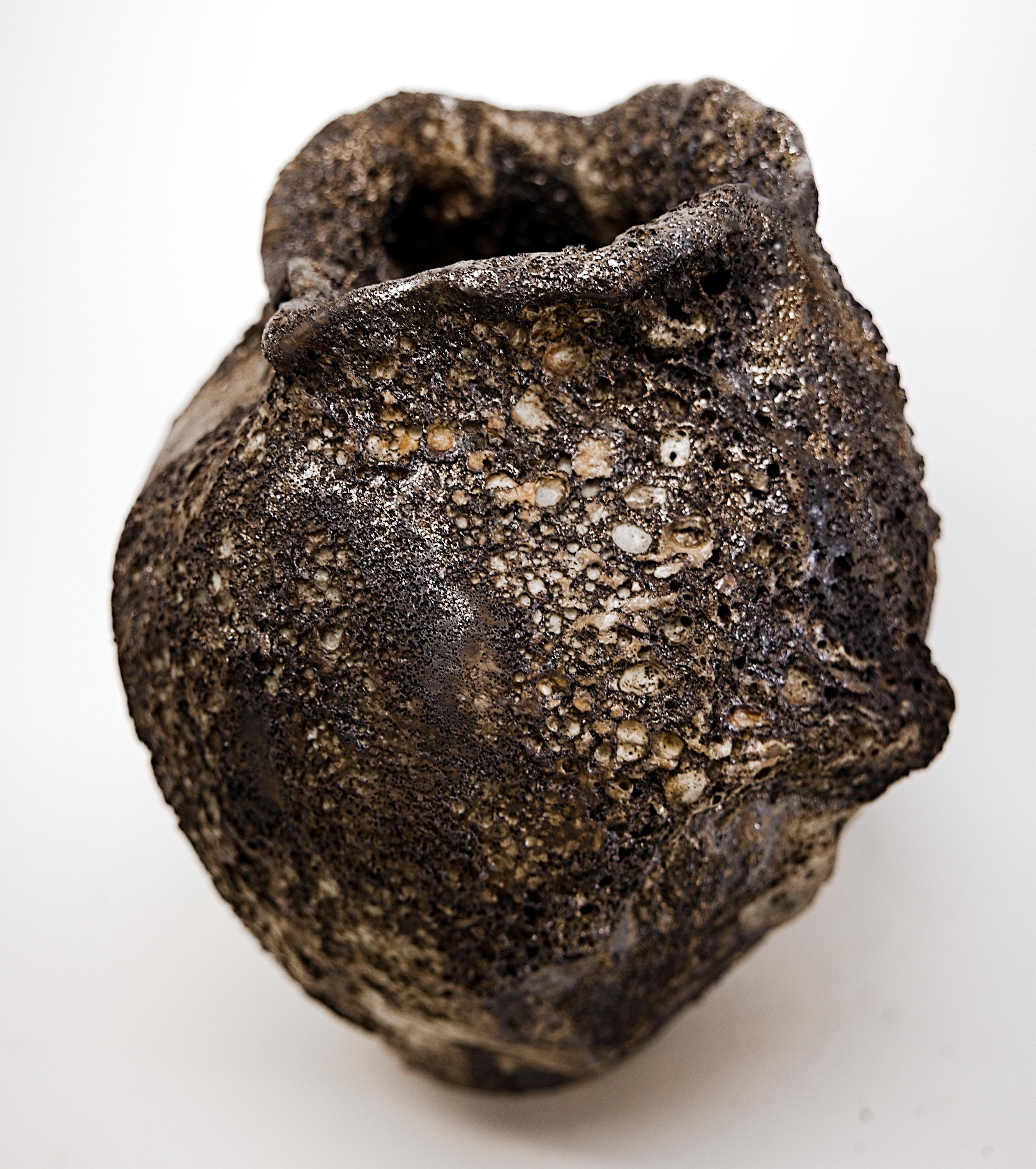 Ceramic Bronze Vessel- handmade Lava Vase For Sale