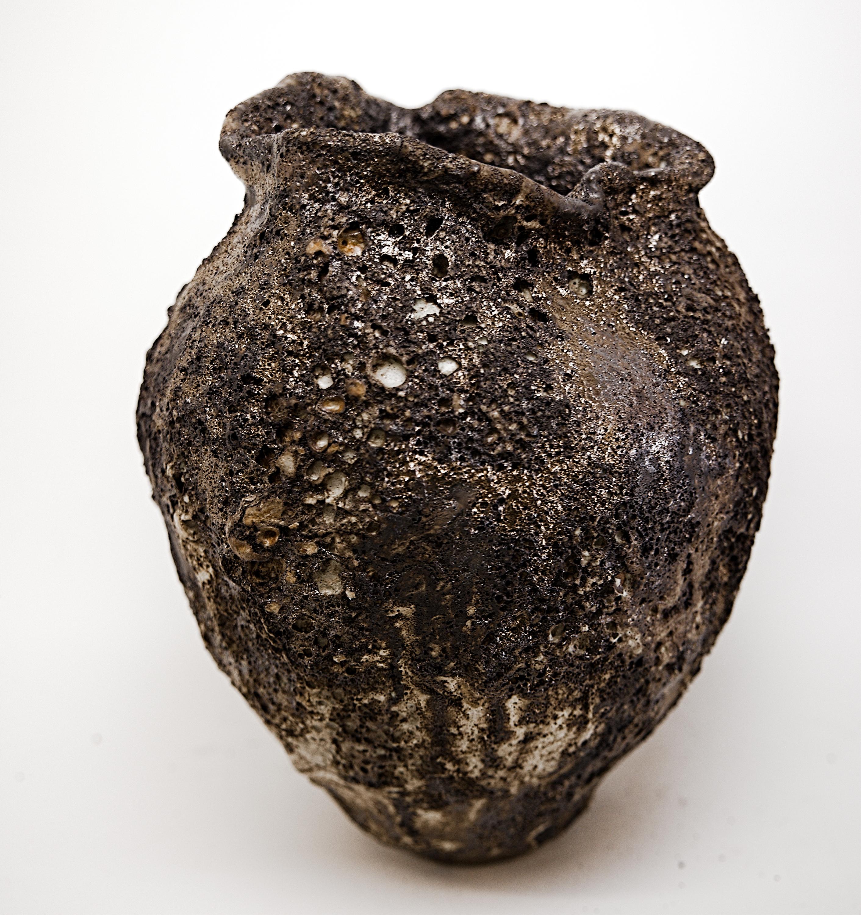 Bronze Vessel- handmade Lava Vase For Sale 1