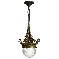 Lampadario da ingresso in bronzo, inizio XX secolo