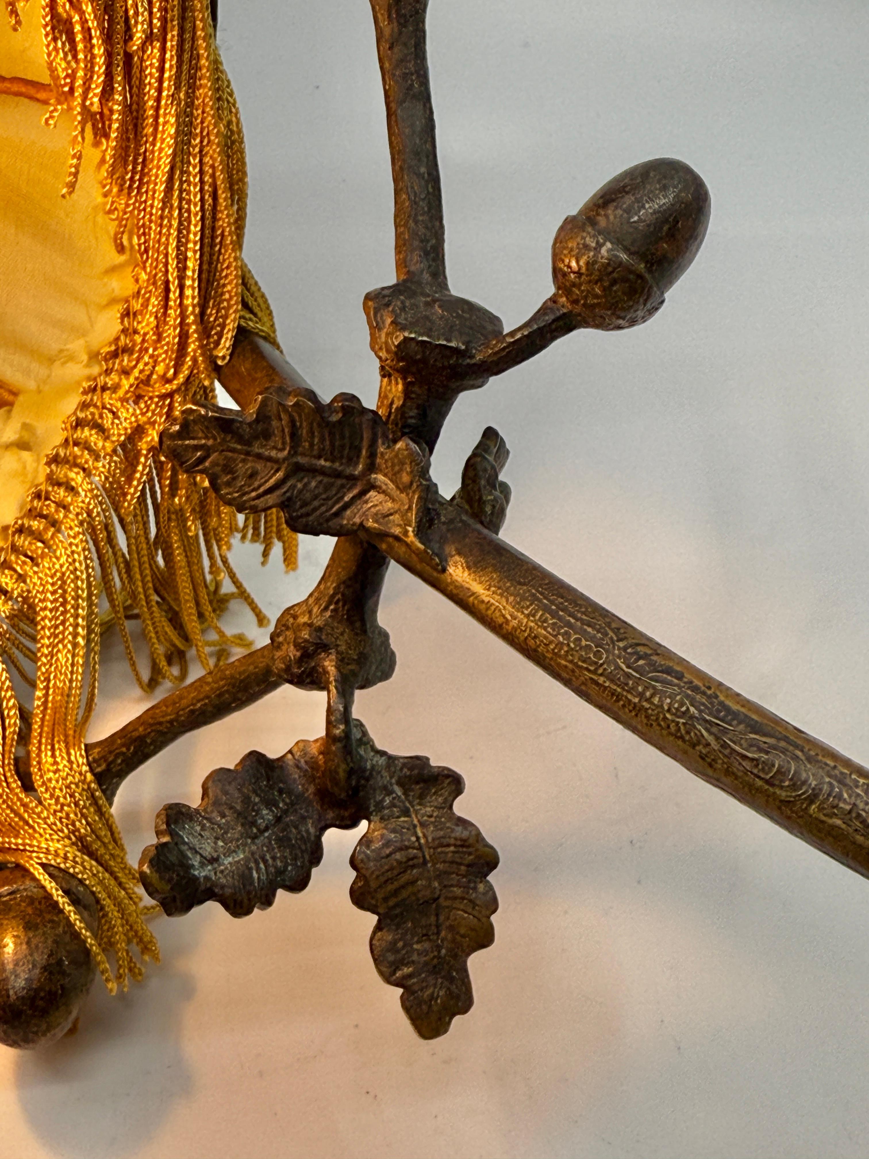 Bronze Victorian Aesthetic Movement Lizard & Acorn Motif Lamp Signed A.R. For Sale 9