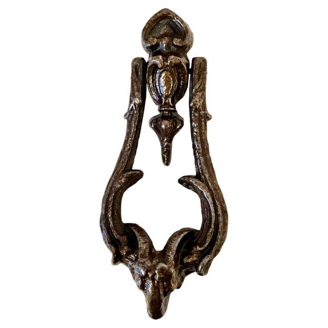 Comma Knocker 19th Century French Door Knocker With Dog For Sale at 1stDibs