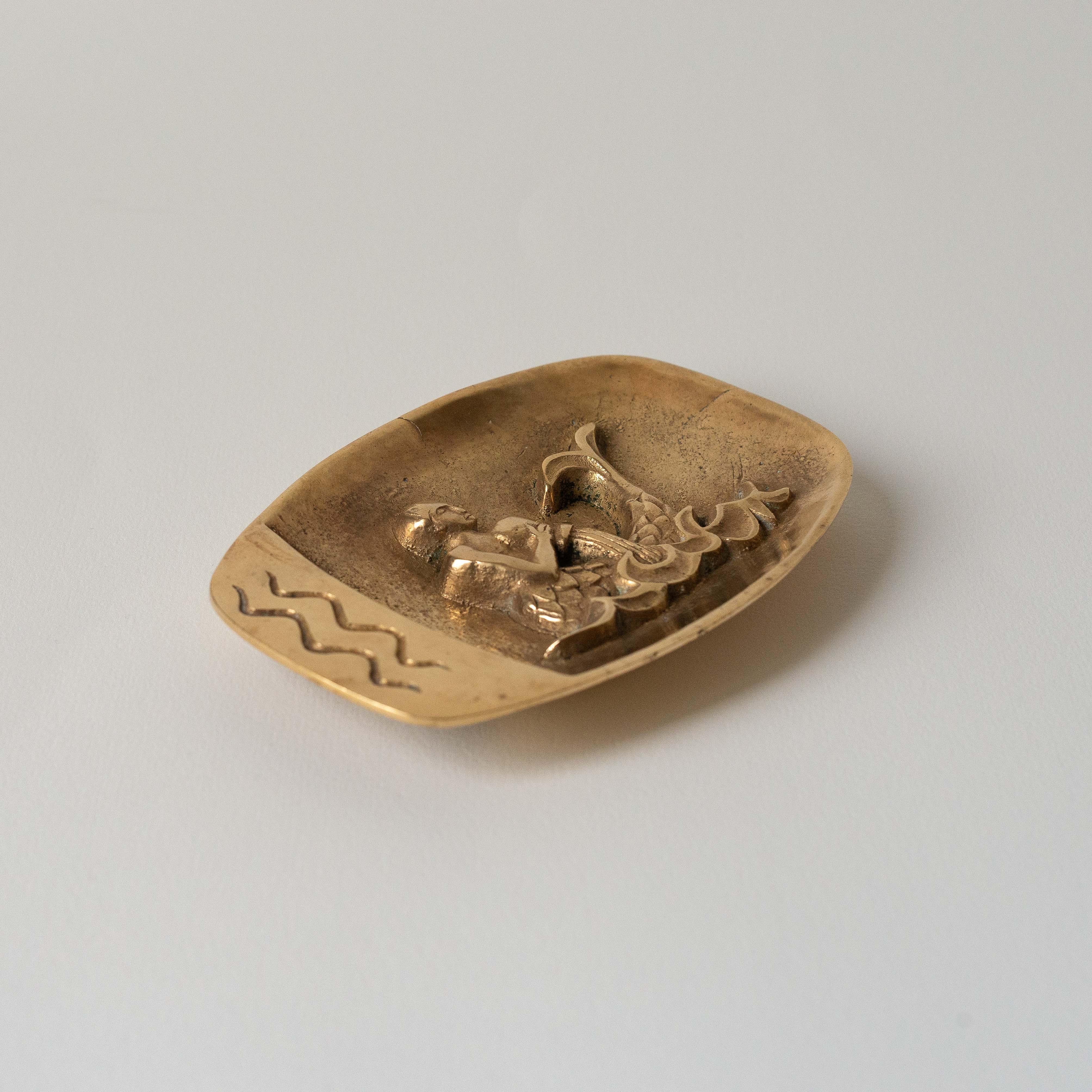 Bronze Vide-Poche Aquarius Zodiac Sign, France 1970s 1