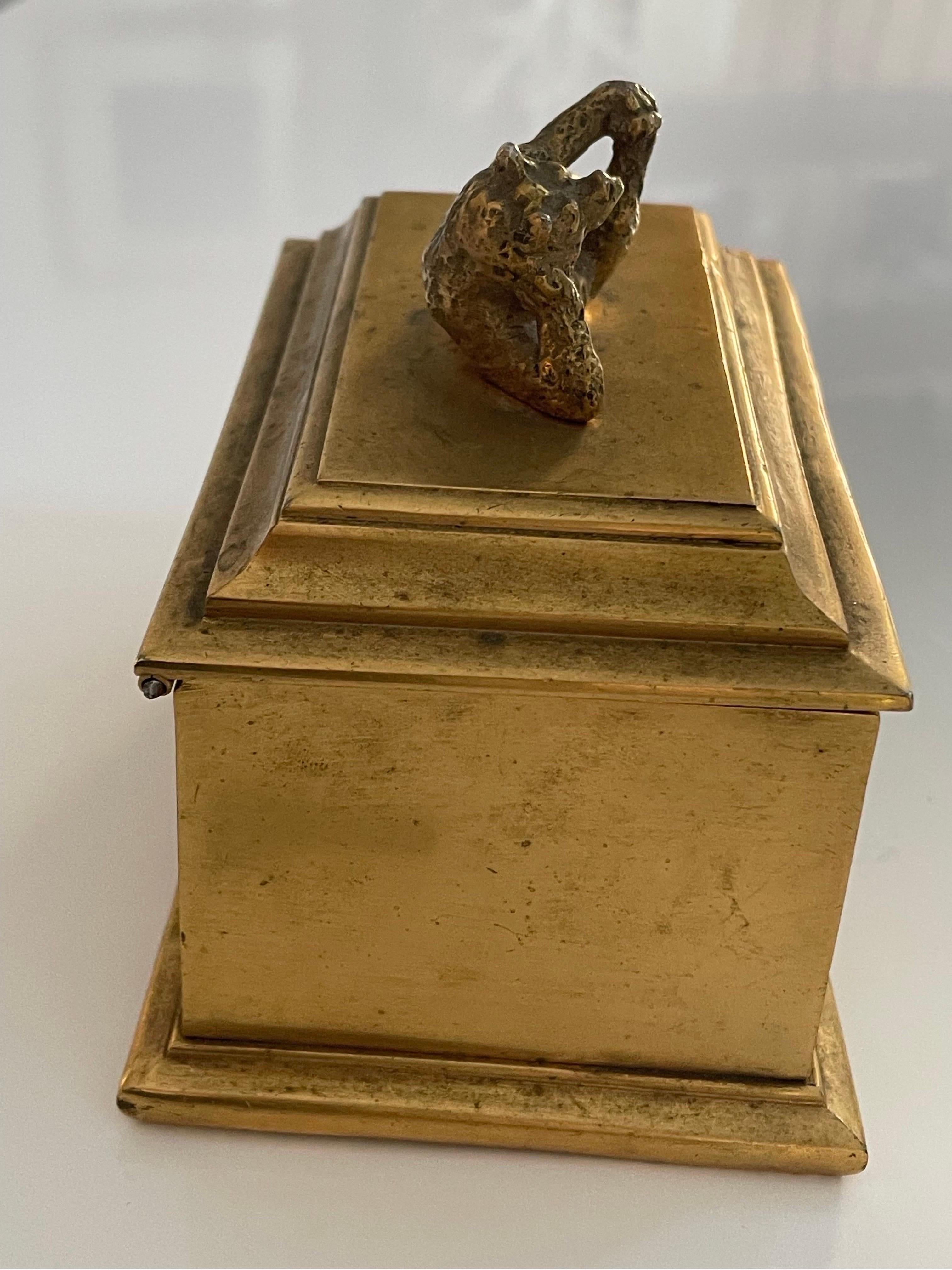 Bronze vintage Bear adorned box  In Good Condition For Sale In Chicago, IL