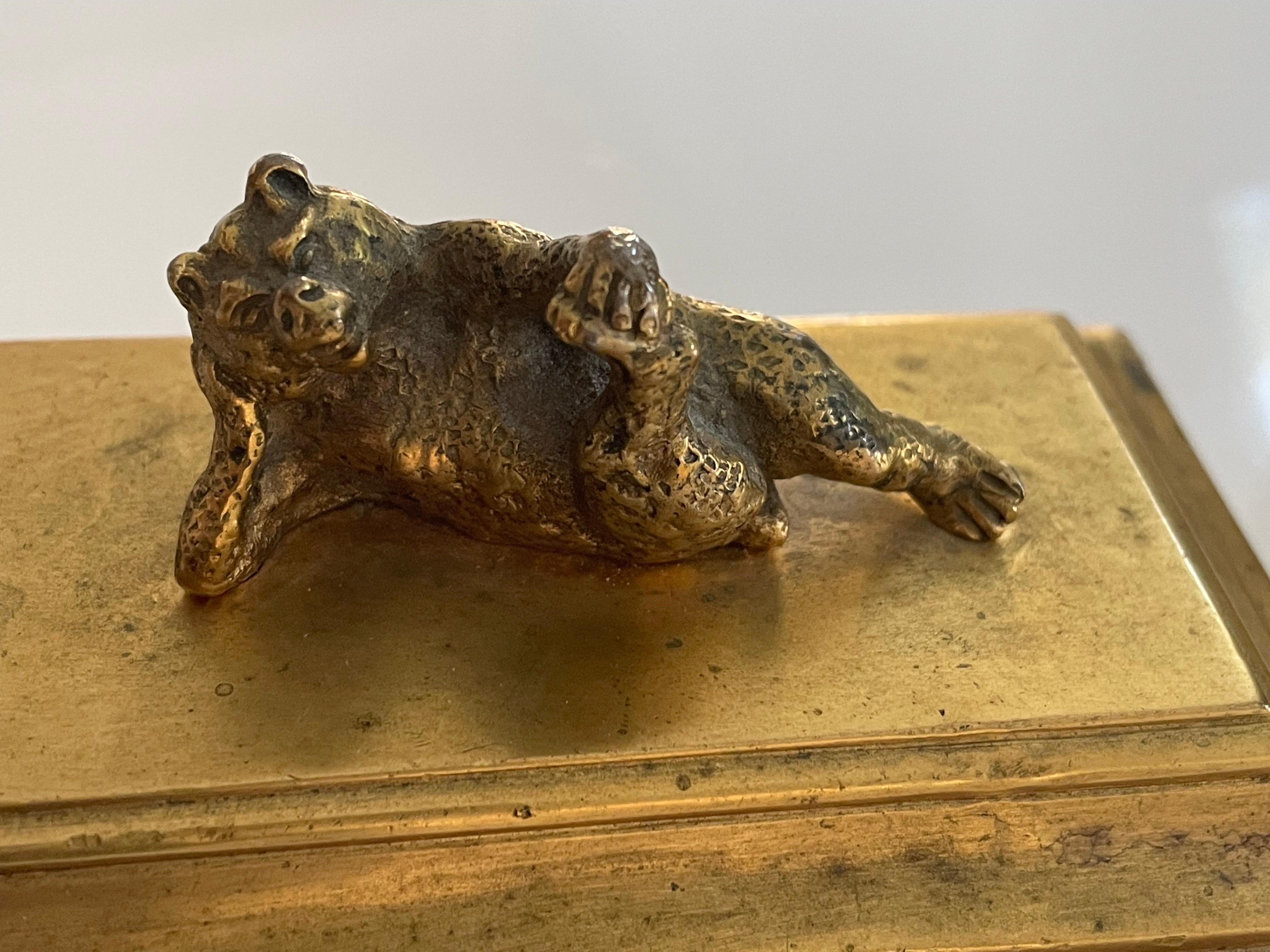 Bronze vintage Bear adorned box  For Sale 1