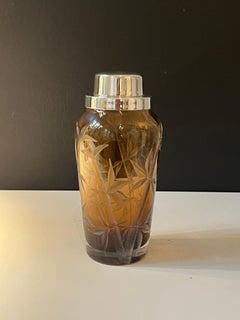Bronze Vintage Inspired Glass Martini Cocktail Shaker with Silver Plated Lid