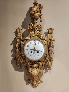 Orologio da parete in bronzo, stile Luigi XVI con maschera