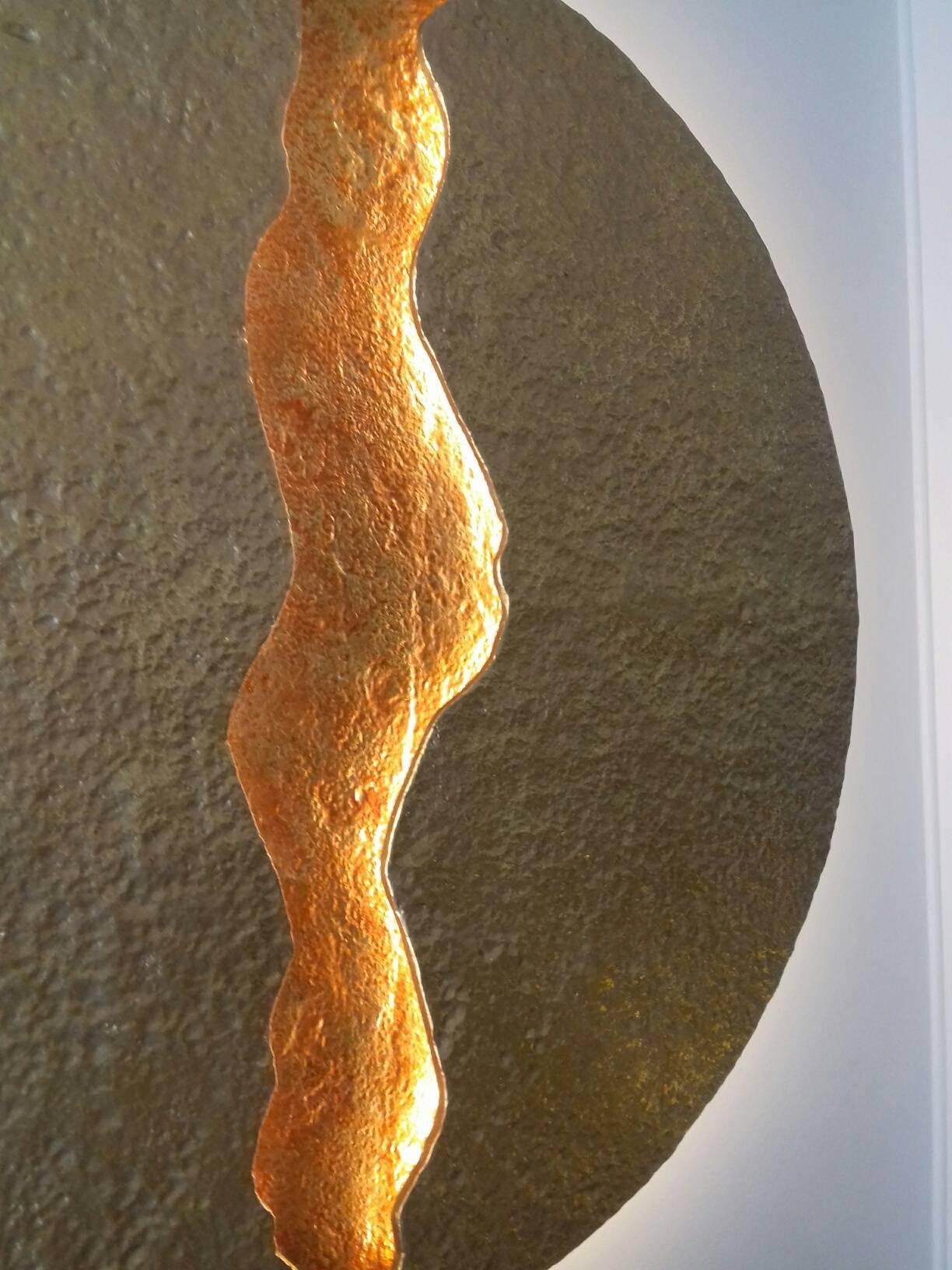 Contemporary Bronze Wall Light, Volcanic Eruption, Leds Illuminated For Sale