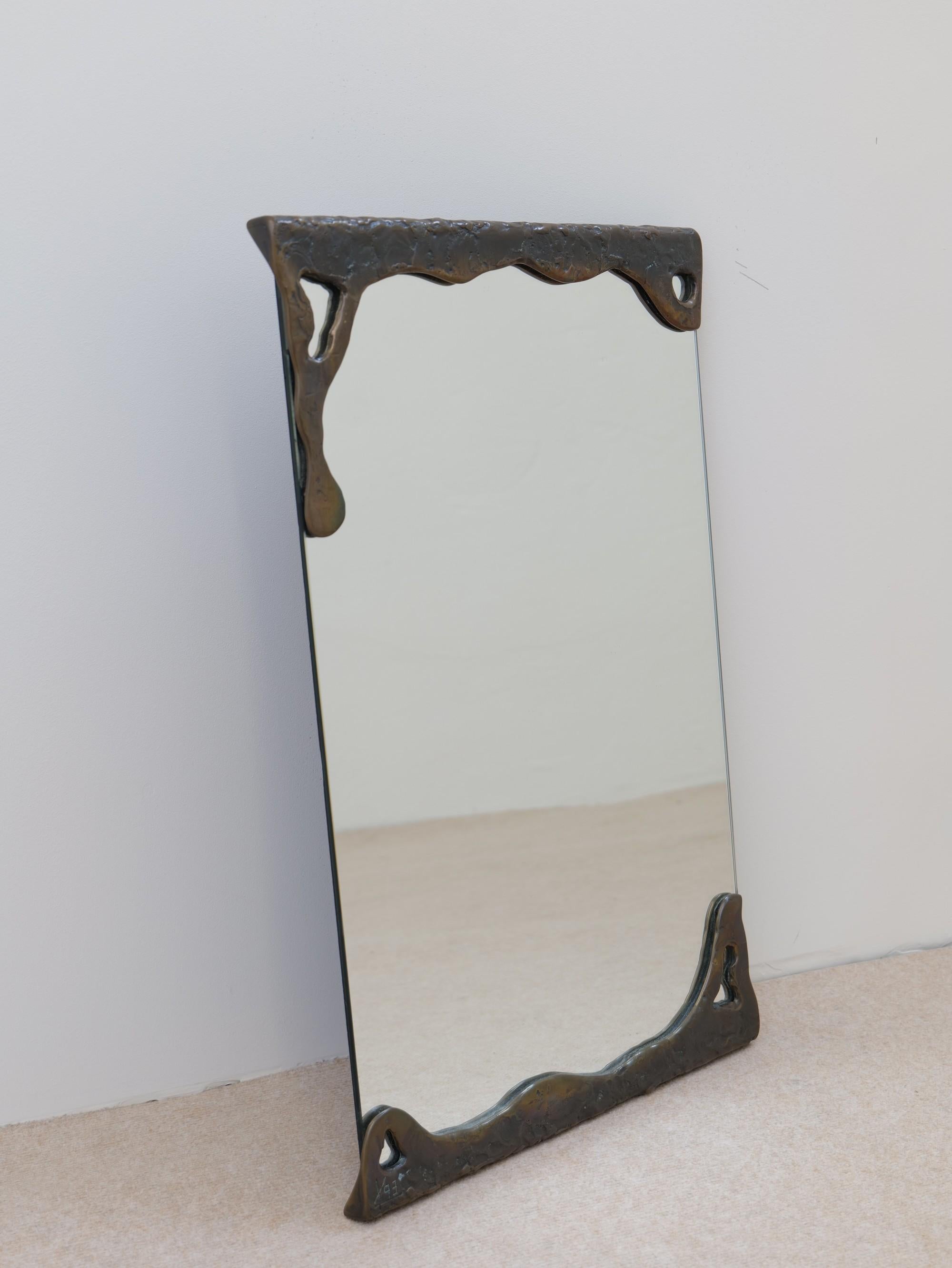 Art Nouveau specchio da parete in bronzo in stile art nouveau di Lothar Klute in vendita
