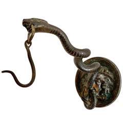 Bronze Wall Mounted Hook of Medusa and Serpent in the Roman Style