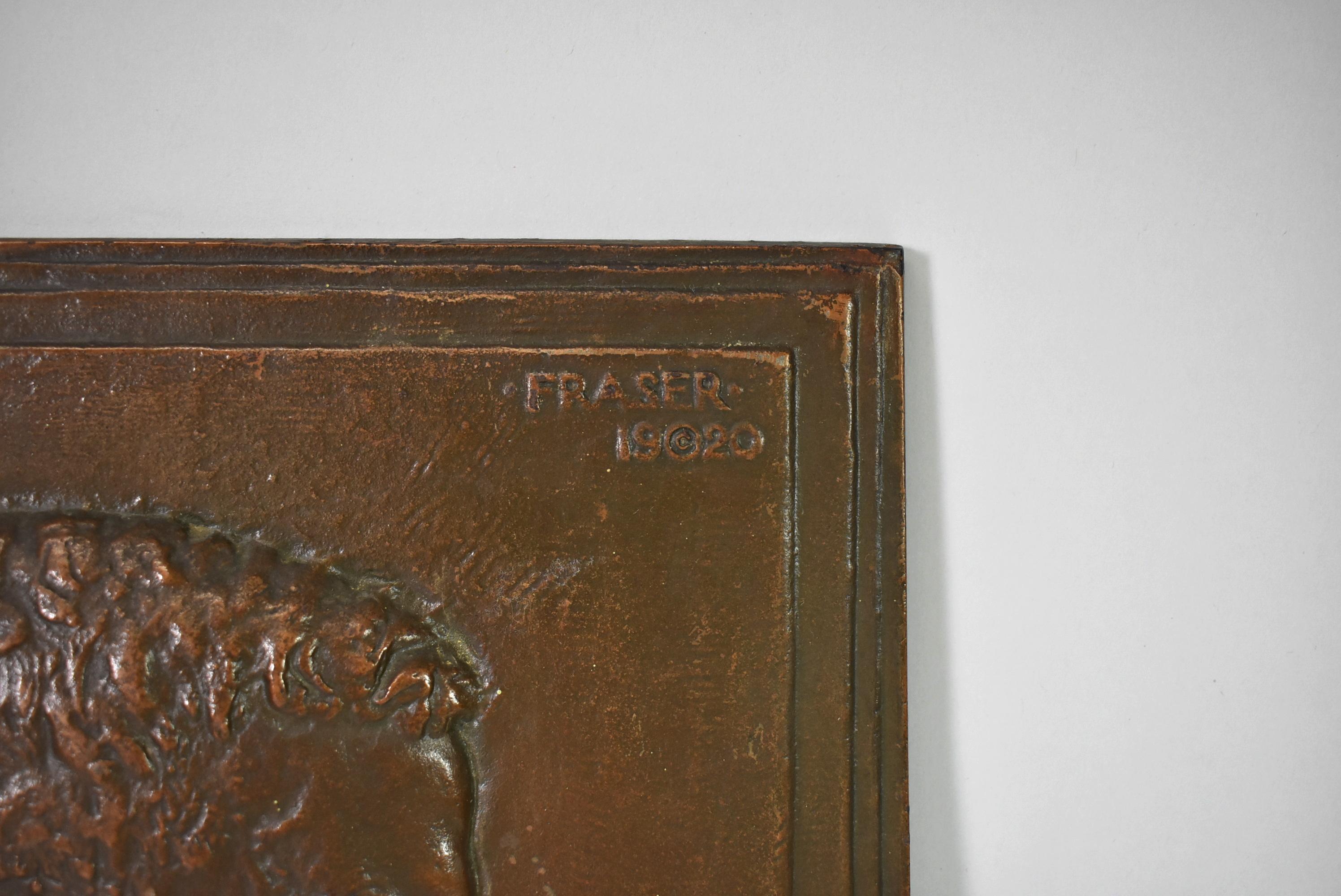 James Earle Fraser (1876- 1953 ) bronze wall plaque of Theodore Roosevelt. Signed and dated 