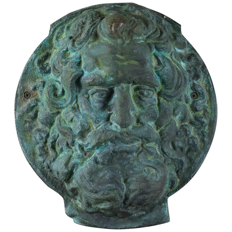 Bronze Wall Plaque / Mask of Zeus, 20th Century For Sale