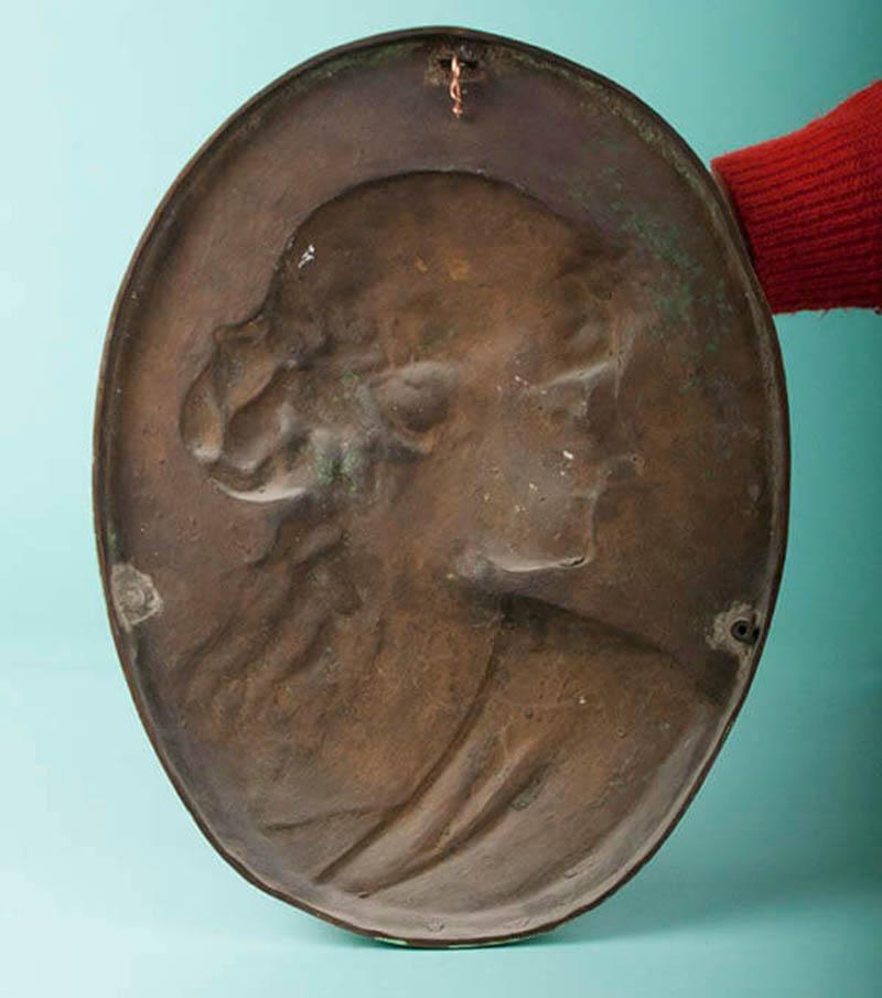 Bronze Wall Plate from 1881 Made by Léopold Harzé 2