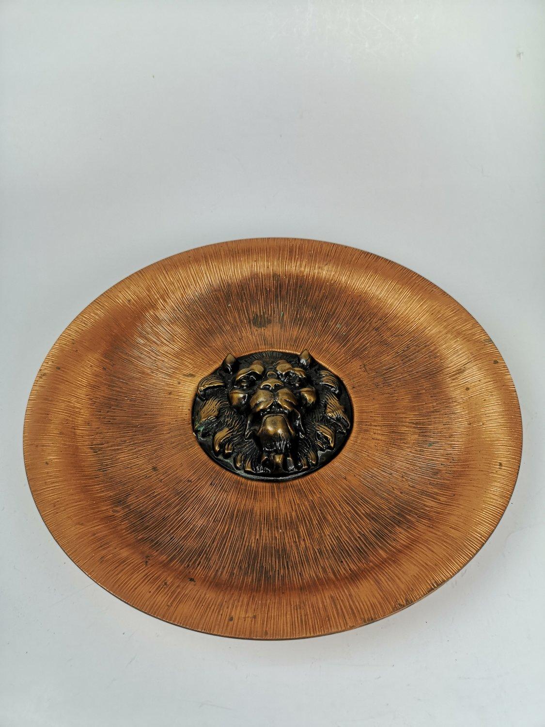 Mid-Century Modern Bronze Wall Plate with a Lion Head, 1960's '50211'