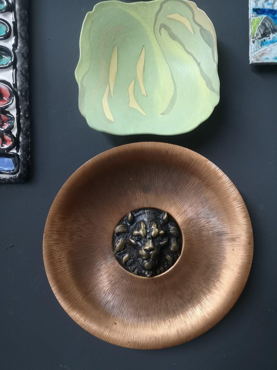 Mid-20th Century Bronze Wall Plate with a Lion Head, 1960's '50211'