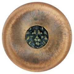 Retro Bronze Wall Plate with a Lion Head, 1960's '50211'