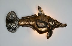 Bronze Wall Sconce Sculpture in the Shape of a Fish
