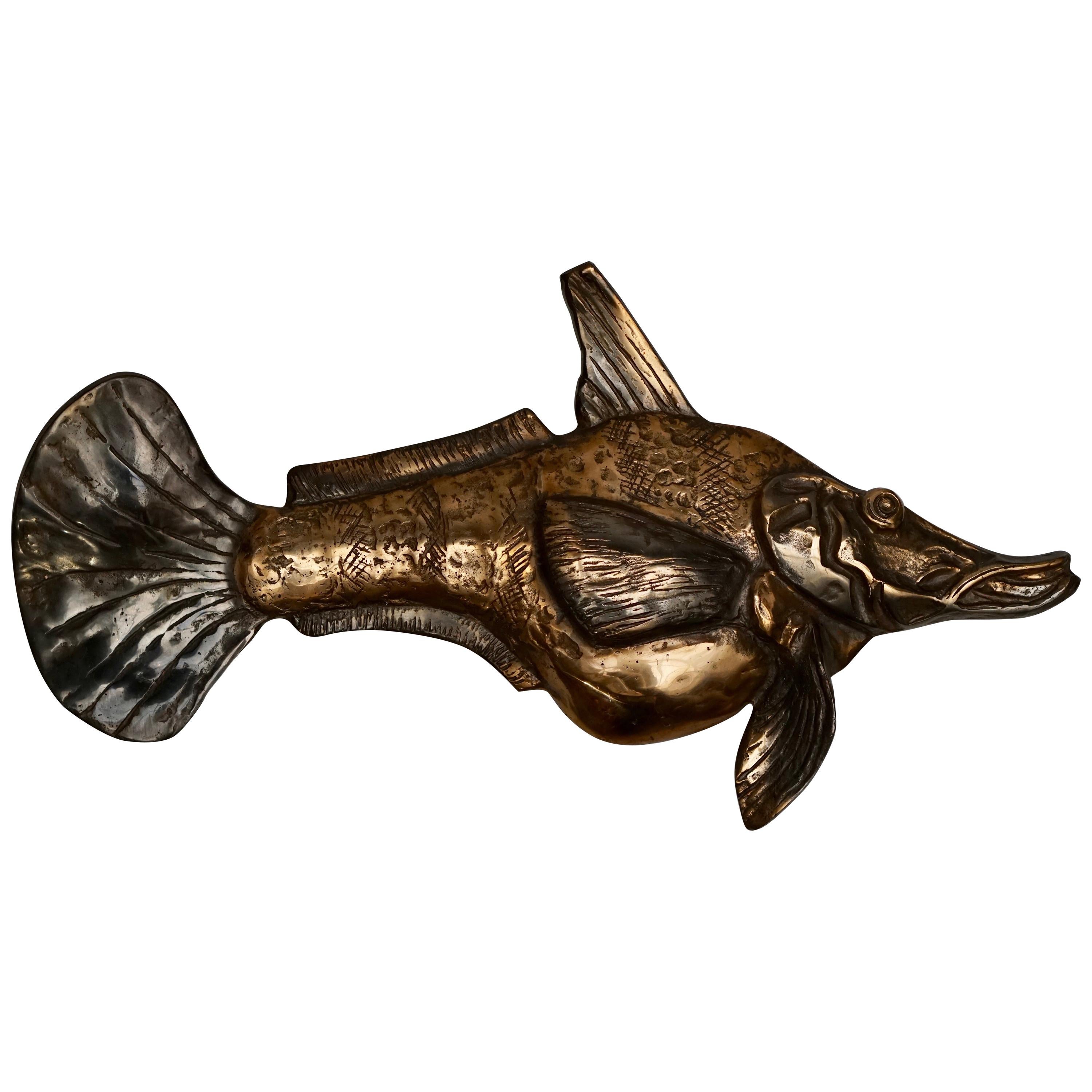 Bronze Wall Sconce Sculpture in the Shape of a Fish