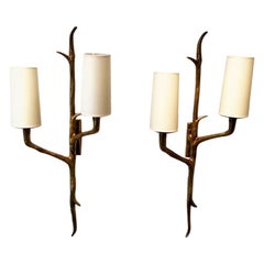 Bronze Wall Sconces by Maison Arlus, 1950s
