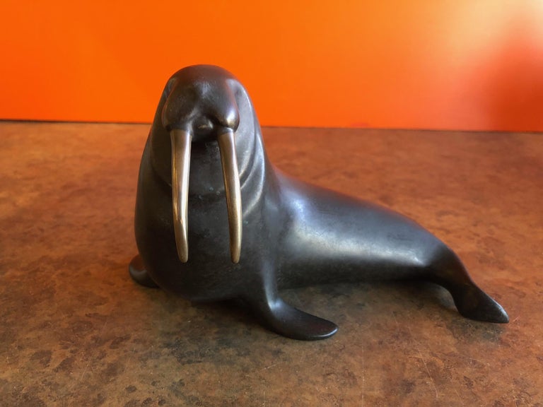 Bronze Walrus Sculpture by Loet Vanderveen For Sale 4