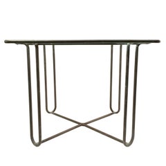 Bronze Walter Lamb Dining Table with Original Glass Top