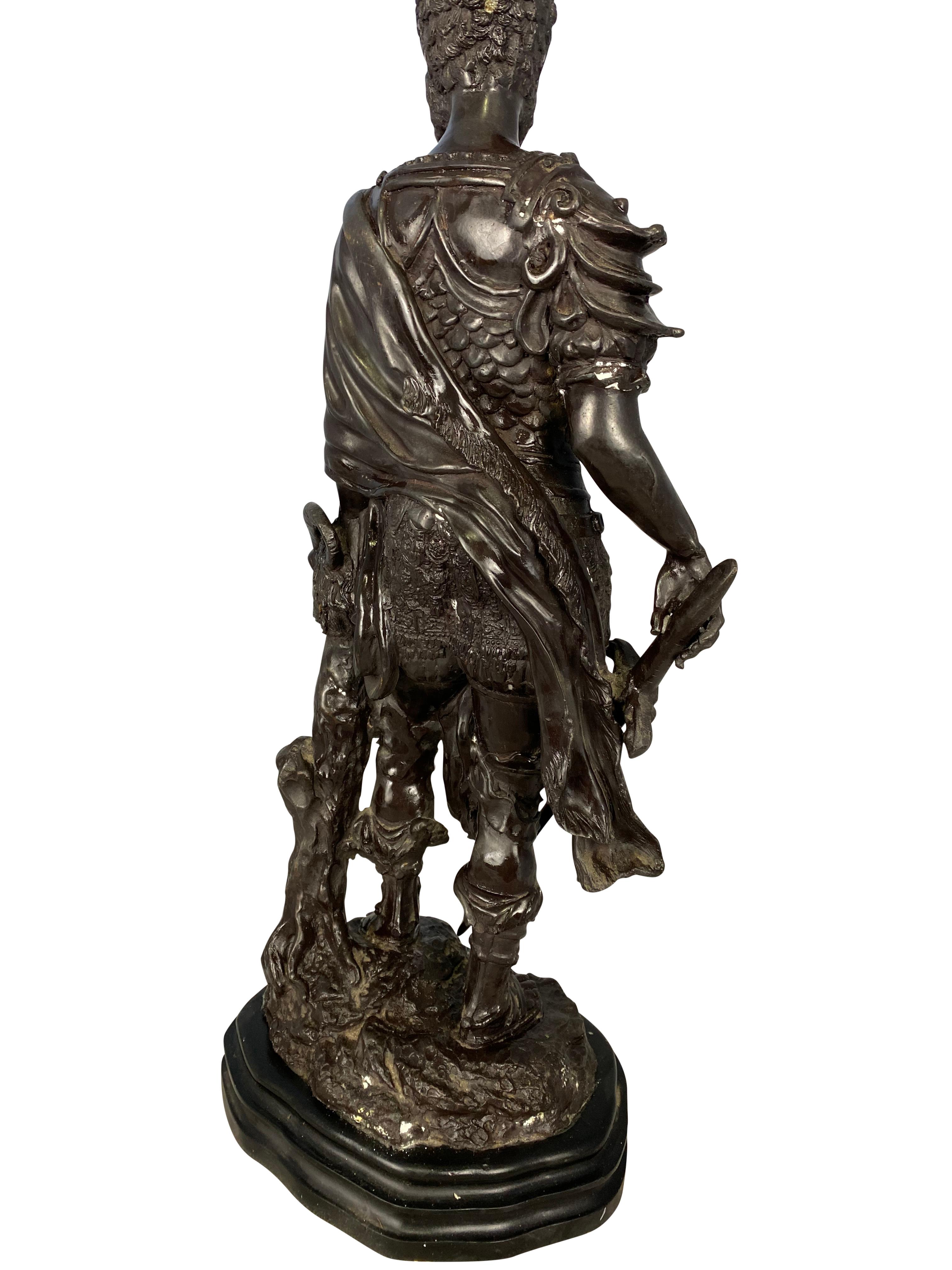 Bronze Warrior Holding Demi-Human Beast Head, 20th Century For Sale 4