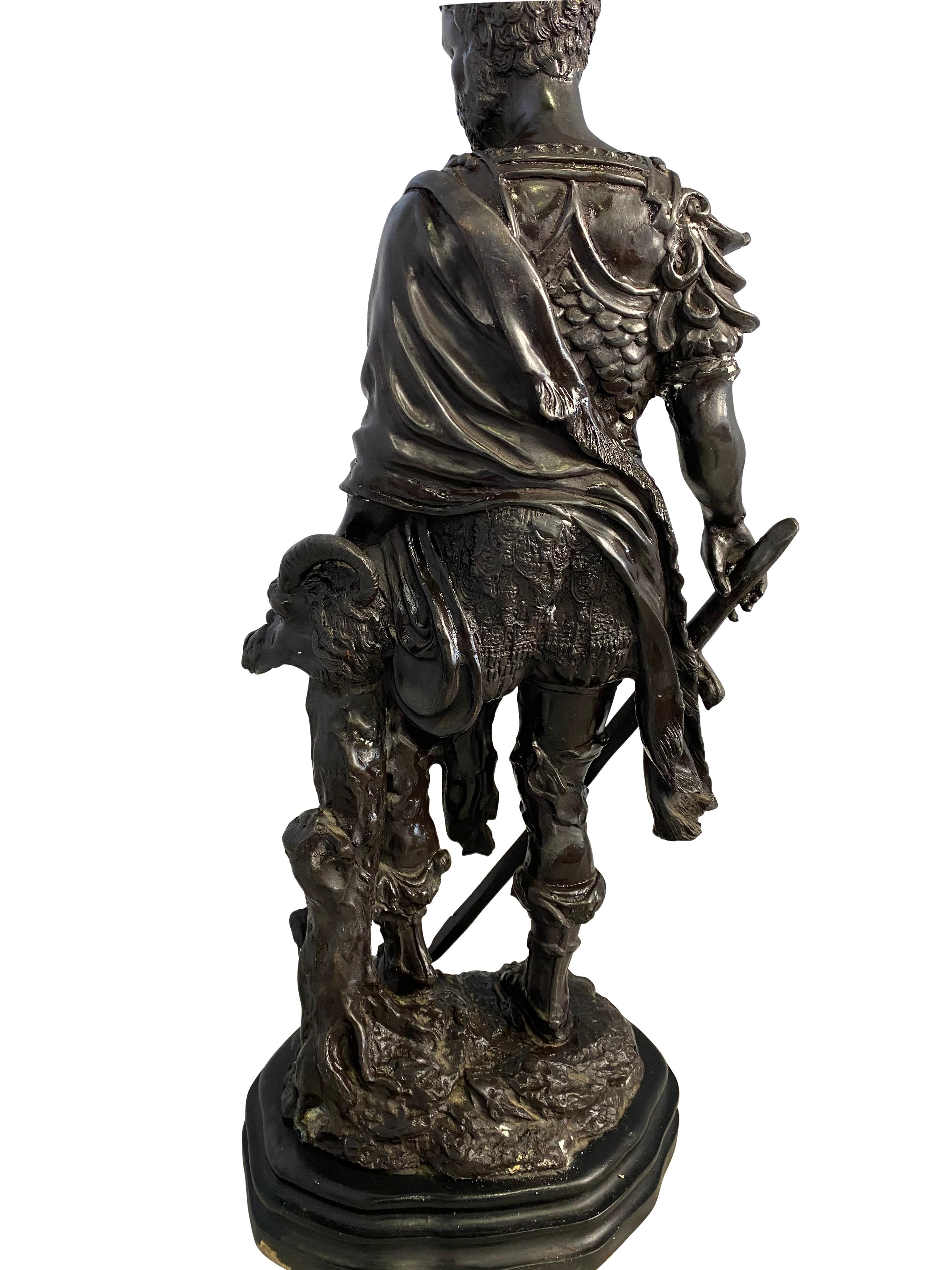 Bronze Warrior Holding Demi-Human Beast Head, 20th Century For Sale 5