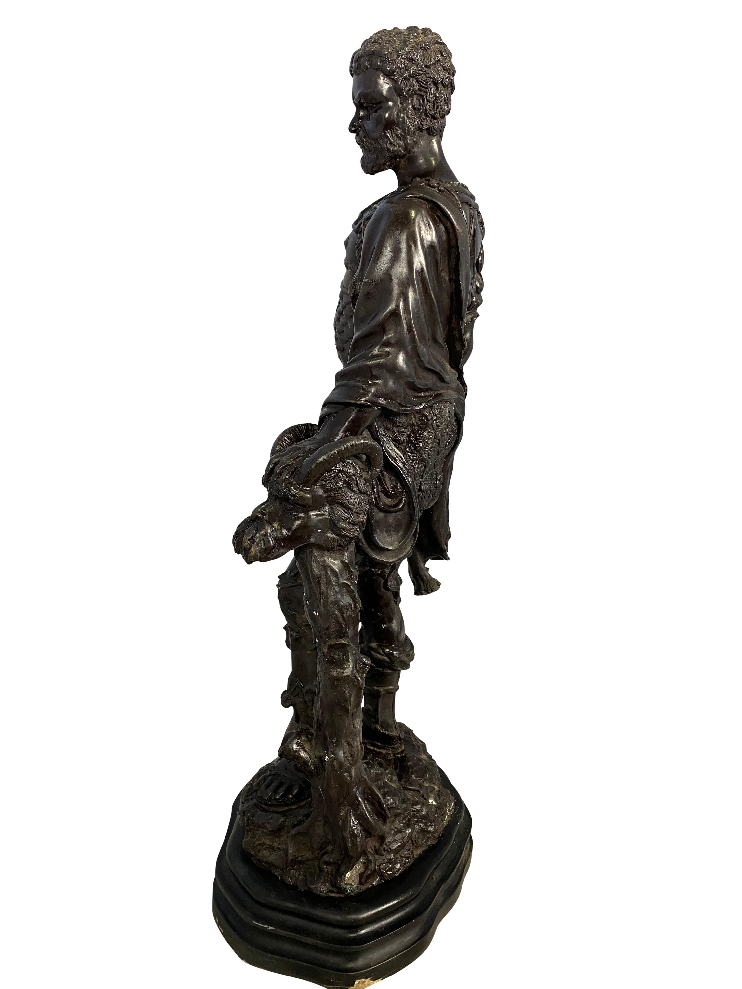 Bronze Warrior Holding DemiHuman Beast Head, 20th Century For Sale at