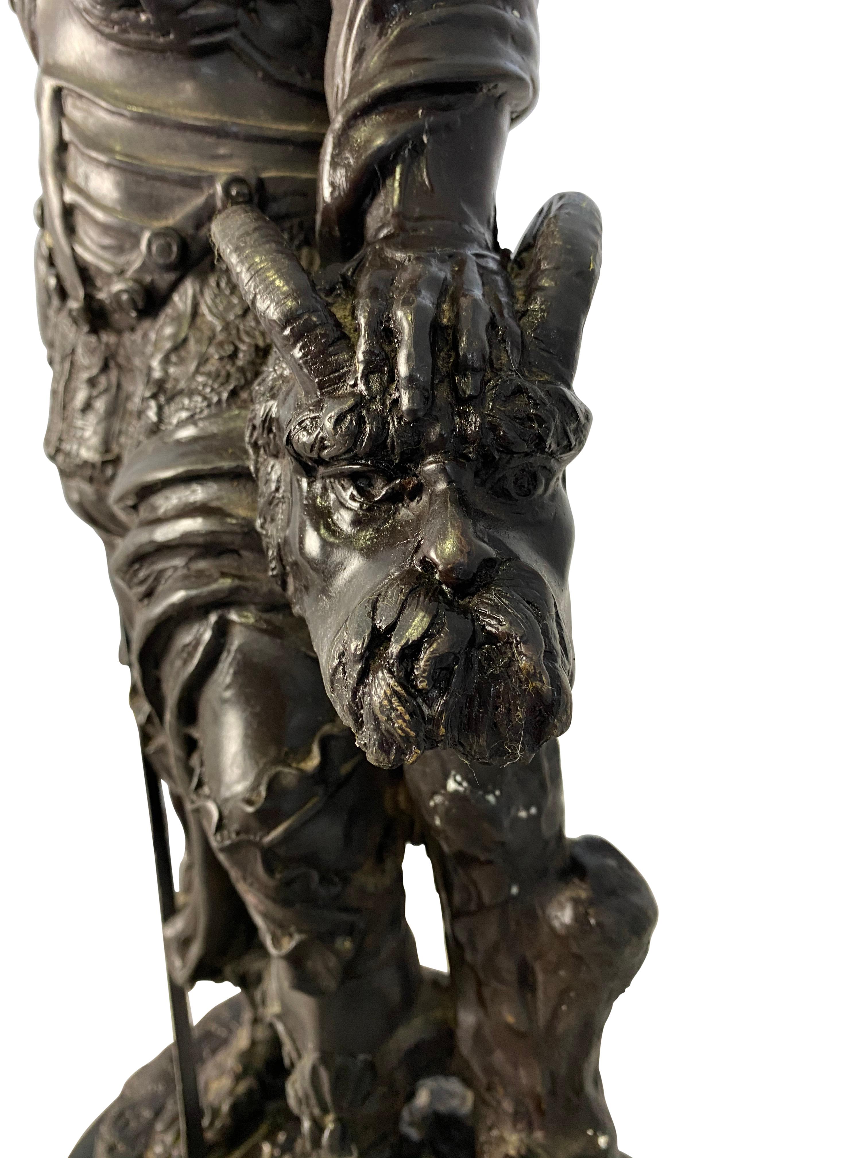 Bronze Warrior Holding Demi-Human Beast Head, 20th Century For Sale 2